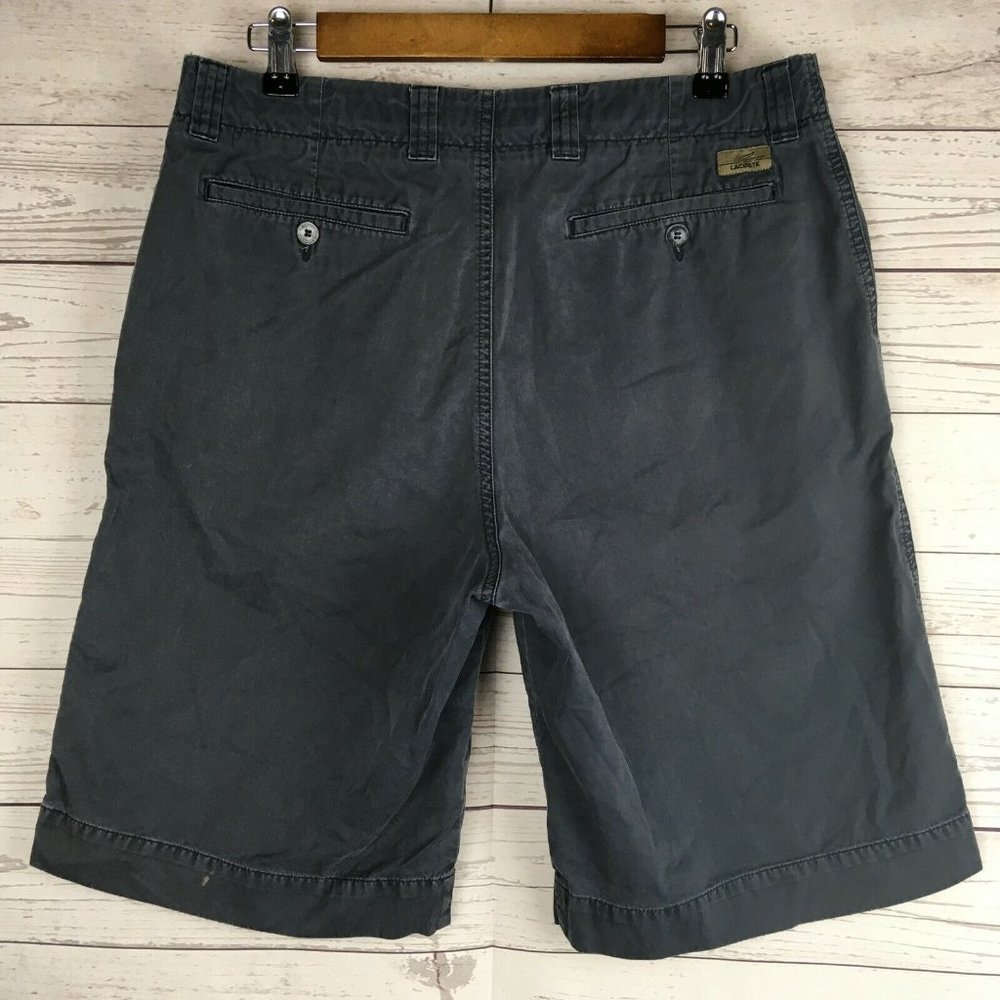 Lacoste Mens Shorts sz 33 34 Blue Flat Front Cotton Twill Casual‎ Khaki Summer